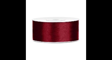 Partydeco Cadeaulint - bordeaux - 2,5 cm x 25 meter - satijn