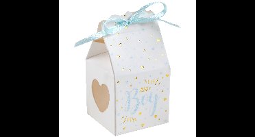 Santex cadeaudoosjes baby boy - Babyshower bedankje - 6x stuks - wit/blauw - 4 cm - zoon