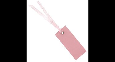 Santex cadeaulabels met lintje - 12x - roze - 3 x 7 cm