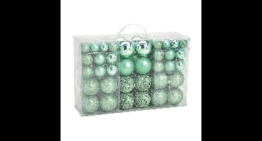 100x stuks kunststof kerstballen mint groen 3, 4 en 6 cm