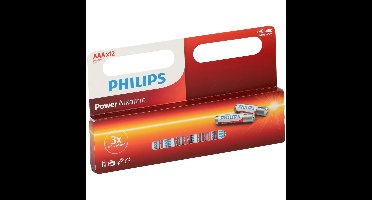 12x Philips AAA batterijen power alkaline 1.5 V