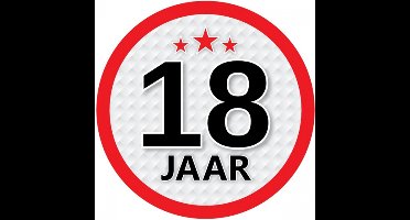 18 jaar leeftijd sticker - rond - Dia 15 cm - 18 jaar verjaardag - jubileum - leeftijd versiering