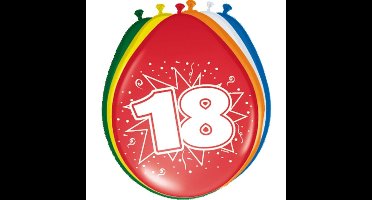 18 jaar verjaardag feest ballonnen - 8x stuks - feestartikelen leeftijd - versiering