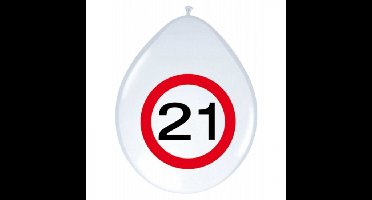 24x stuksBallonnen 21 jaar verkeersbord 30 cm