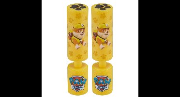 2x Paw Patrol Rubble waterpistool/waterpistolen van foam geel 15 cm