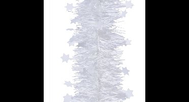 2x Winter witte sterren kerstslingers 10 x 270 cm kerstboom