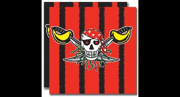 40x Piraten themafeest servetten rood/zwart 33 x 33 cm papier