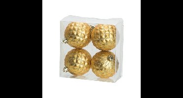 4x Luxe gouden kunststof kerstballen 8 cm kerstboomversiering