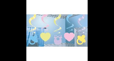 5x stuks Rotorspiralen versiering babyshower 6 cm