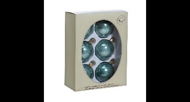 6x stuks glazen kerstballen eucalyptus groen 7 cm glans
