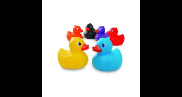 6x stuks rubberen badeendjes - gekleurd - in koker - 6 cm - Bad speeltjes