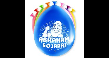 8x stuks Abraham/50 jaar feest ballonnen - diverse kleuren - latex - ca 30 cm