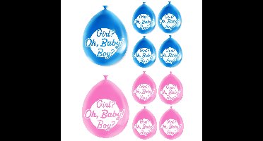 8x stuks Gender reveal party ballonnen - roze/blauw - latex - ca 30 cm
