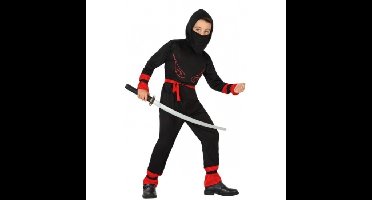 Atosa Ninja verkleedkleding kostuum - voor jongens - carnaval - zwart