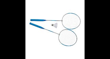 Badminton rackets en shuttle setje - kunststof - blauw - buiten spelen - tennis