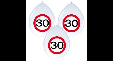 Ballonnen 30 jaar - 24x - stopbord - wit - 30 cm