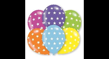 Ballonnen sterrentjes - 6x stuks - 27 cm - multi color - verjaardag - feestartikelen