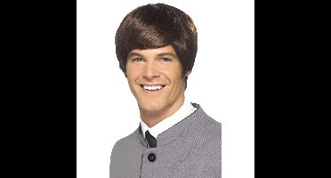 Beatle pruik - bruin - heren - volwassenen - jaren 60 - verkleden - carnaval