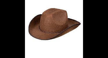 Boland Cowboyhoed Rodeo - bruin - vilt - Maat 59 - volwassenen - carnaval