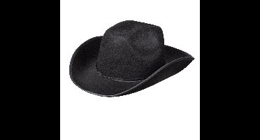 Boland Cowboyhoed Rodeo - zwart - vilt - Maat 59 - volwassenen - carnaval