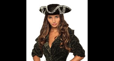 Boland piraten hoed - zwart/zilver - carnaval - piraat - verkleden - volwassenen