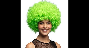 Boland pruik afro - groen - clown - disco - carnaval - thema neon