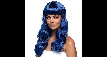 Boland Pruik Chique - blauw - lang golvend haar - carnaval - verkleden - damespruik