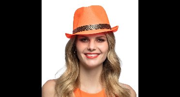 Boland Trilby hoed - oranje - volwassenen - 59 cm - verkleedhoed - Carnaval - Koningsdag