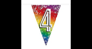 Boland Vlaggenlijn 4 jaar - 6 meter - glitter folie - slinger - 4e verjaardag versiering