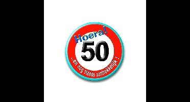 Button 50 jaar - verkeersbord - 5,5 cm - 50e verjaardag - Sarah/Abraham accessoires