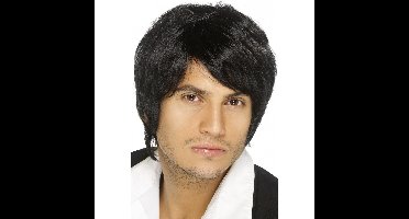 Carnaval verkleed boy band pruik - heren - zwart - kort haar