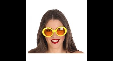 Carnaval verkleed damesbril - zonnebril - Geel - ronde glazen - Hippie/seventies stijl