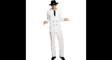 Carnaval verkleedkleding gangsters pak/kostuum voor mannen/heren - wit - gestreept