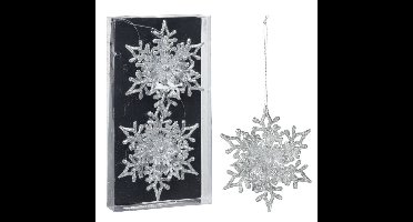 Christmas Decoration kersthangers sneeuwvlokken - 2x - zilver