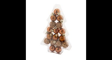 Cos & Trendy Kerstballen - 17 stuks - koper - 3 cm - kunststof