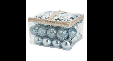 Cosy & Trendy kerstballen - 48x st - lichtblauw - D6 cm - in opbergtas - kerstversiering