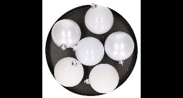 Cosy & Trendy Kerstballen - 6x st - wit - D8 cm - kunststof - kerstversiering