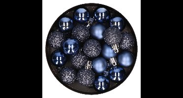 Cosy & Trendy mini kerstballen - 20x st - donkerblauw - 3 cm - kunststof