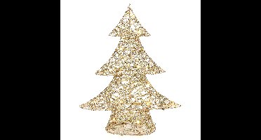 Countryfield decoratie kerstboom - goud - met verlichting - 48 cm