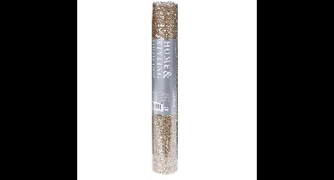 Decoratie stof/tafelloper champagne glitter 28 x 250 cm