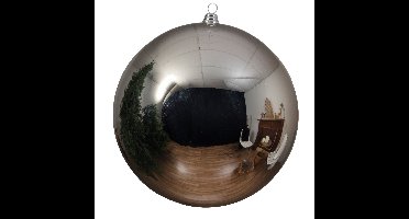Decoris grote kerstbal - zilver - glans - kunststof - 14 cm - onbreekbaar - kerstversiering