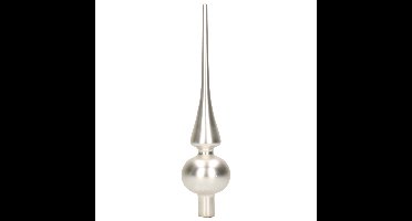 Decoris Kerst piek - zilver - 26 cm - glas - mat - kerstboompiek