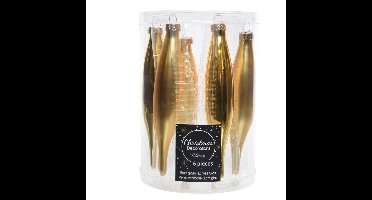 Decoris kerstbal pegels - 6x - goud - D15 cm - glas - kersthangers - ijspegels