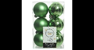 Decoris kerstballen - 12x st - groen - D6 cm - kunststof - kerstversiering