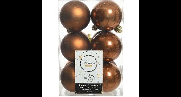 Decoris kerstballen - 12x st - kaneel bruin - 6 cm - kunststof - mat/glans - kerstversiering