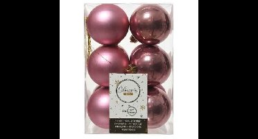 Decoris kerstballen - 12x st - oudroze - 6 cm - kunststof - mat/glans - kerstversiering
