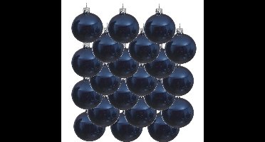 Decoris kerstballen - 18x st - donkerblauw - 8 cm - glas - kerstversiering