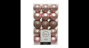 Decoris kerstballen - 30x st - lichtroze - D6 cm - kunststof - kerstversiering