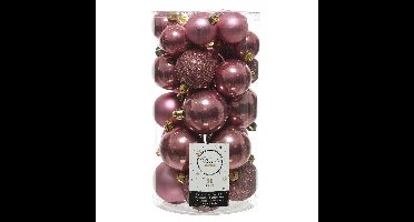 Decoris kerstballen - 30x st - oudroze - 4-5-6 cm - kunststof - kerstversiering