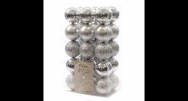 Decoris kerstballen - 30x st - zilver - D6 cm - kunststof - kerstversiering